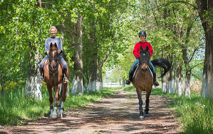 Horse back riding, active lifestyle